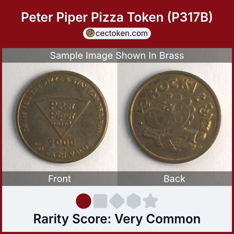 Peter Piper Pizza P317B Peter Piper Pizza Token (P317B) — sample listing image