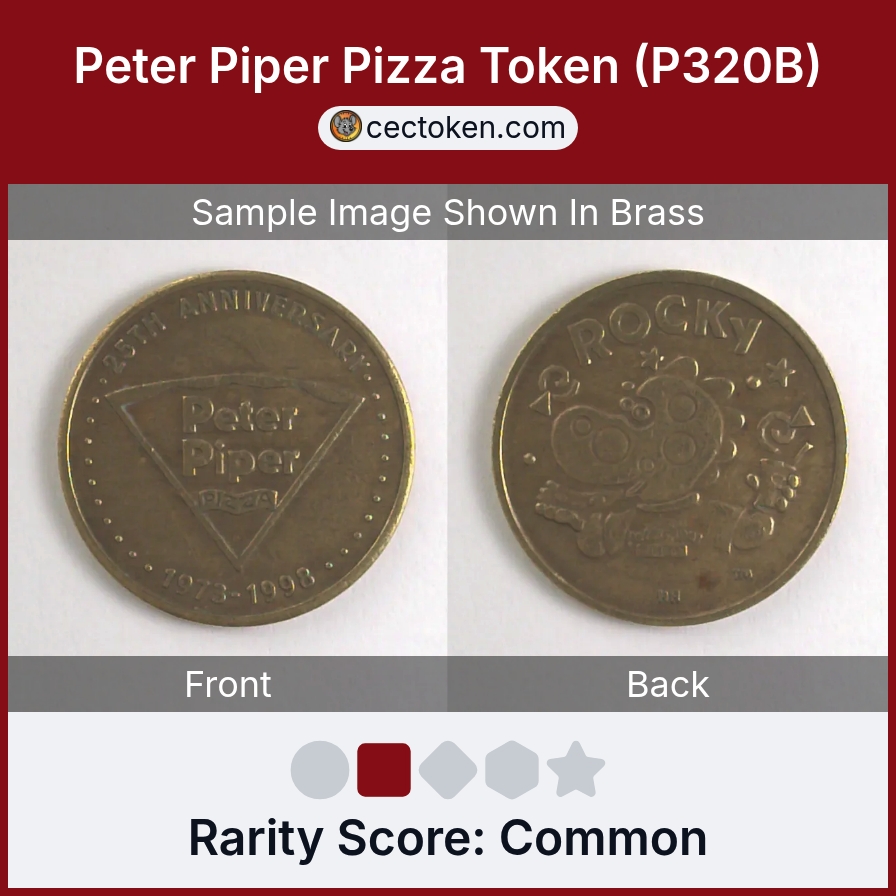 Peter Piper Pizza P320B Peter Piper Pizza Token (P320B) — sample listing image