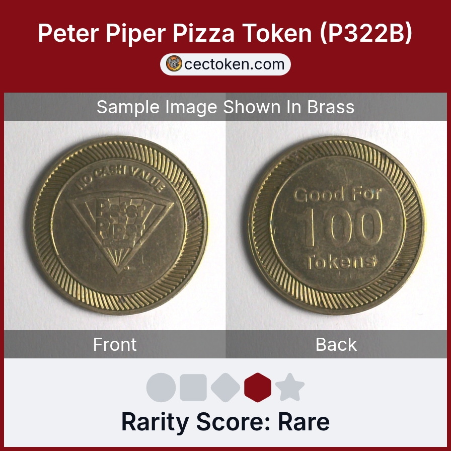 Peter Piper Pizza P322B Peter Piper Pizza Token (P322B) — sample listing image