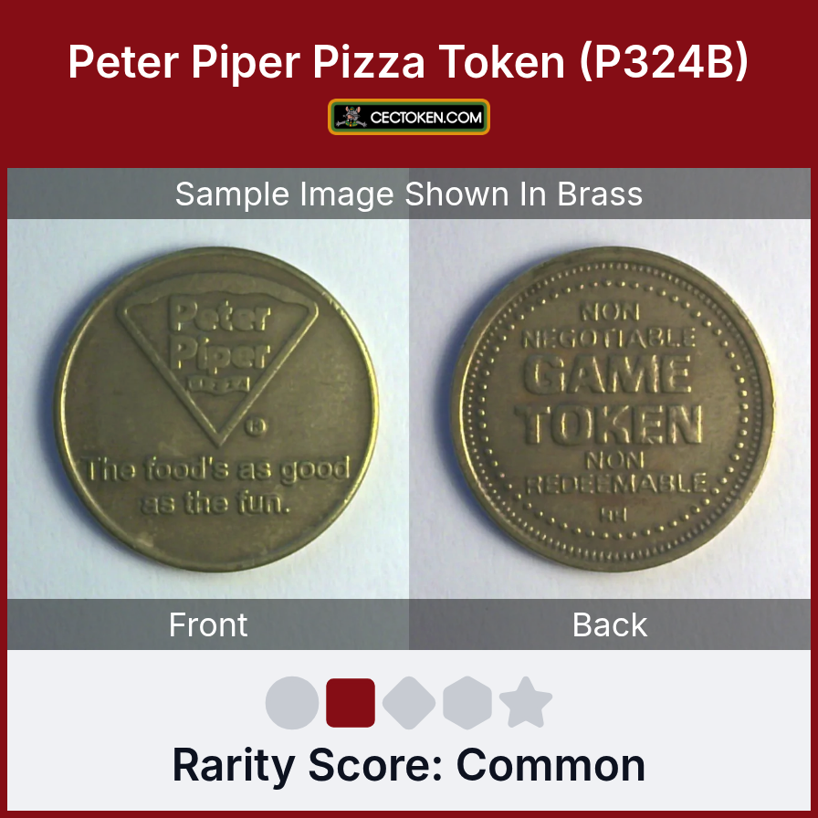 Peter Piper Pizza P324B Peter Piper Pizza Token (P324B) — sample listing image
