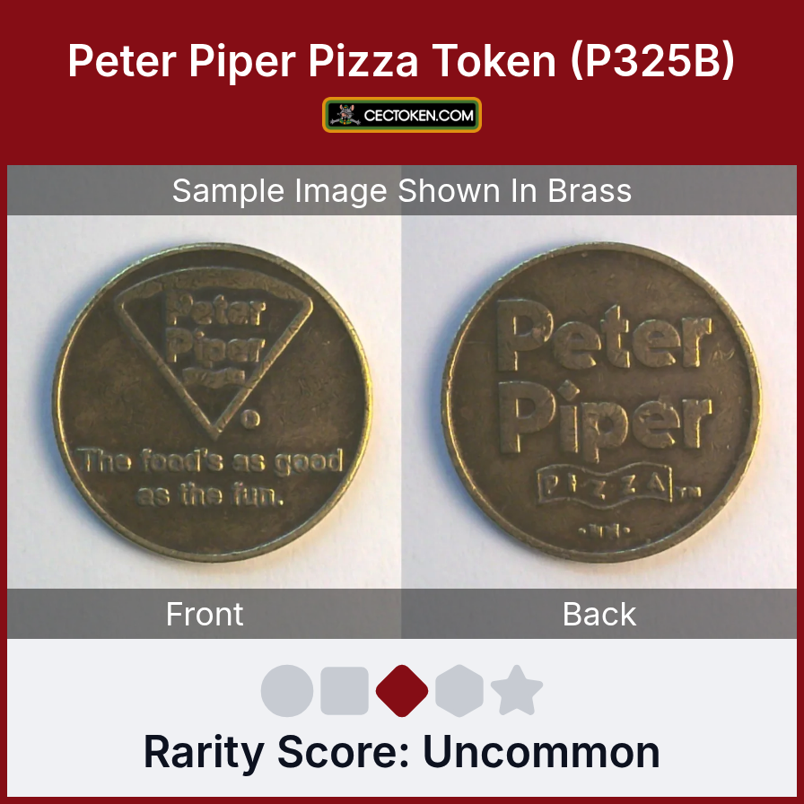 Peter Piper Pizza P325B Peter Piper Pizza Token (P325B) — sample listing image