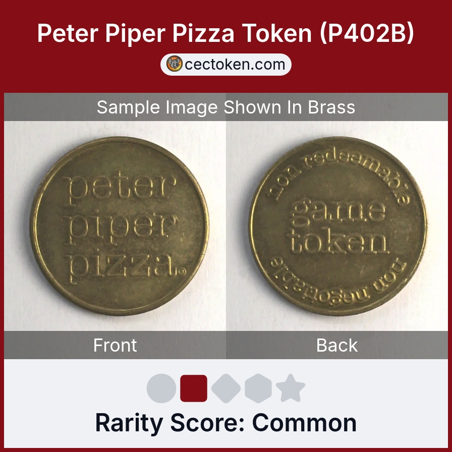 Peter Piper Pizza P402B Peter Piper Pizza Token (P402B) — sample listing image