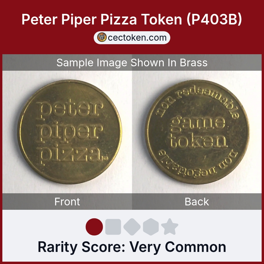 Peter Piper Pizza P403B Peter Piper Pizza Token (P403B) — sample listing image