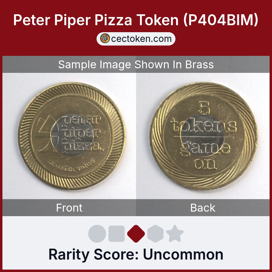 Peter Piper Pizza P404B Peter Piper Pizza Token (P404B) — sample listing image