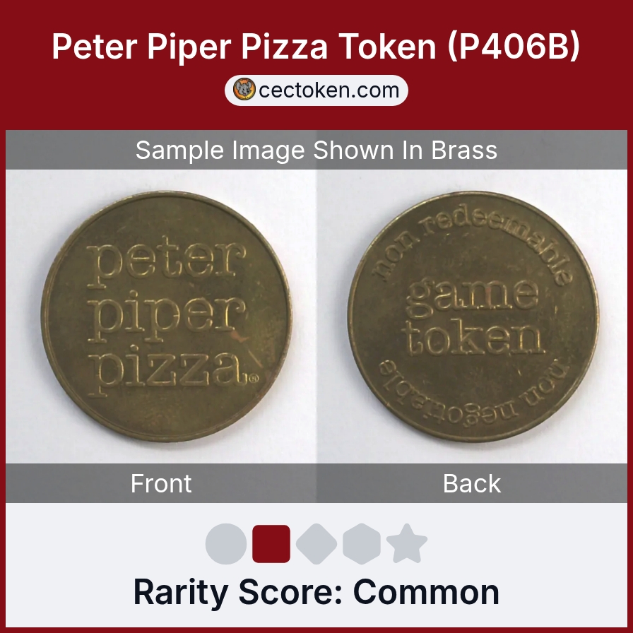 Peter Piper Pizza P406B Peter Piper Pizza Token (P406B) — sample listing image