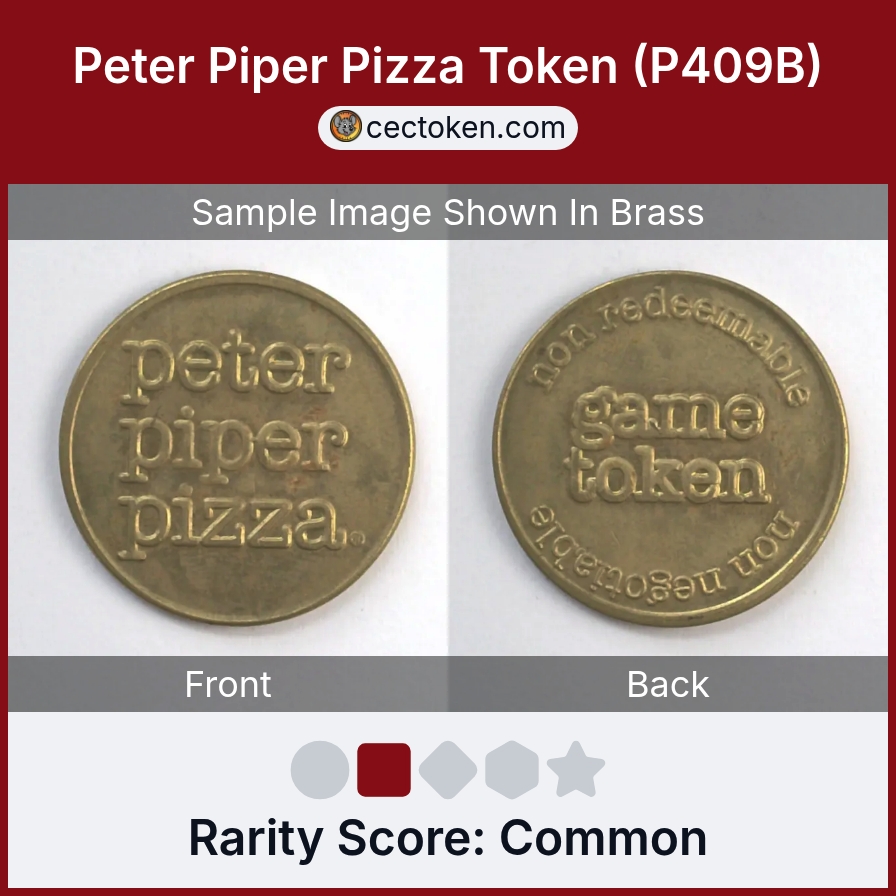 Peter Piper Pizza P409B Peter Piper Pizza Token (P409B) — sample listing image