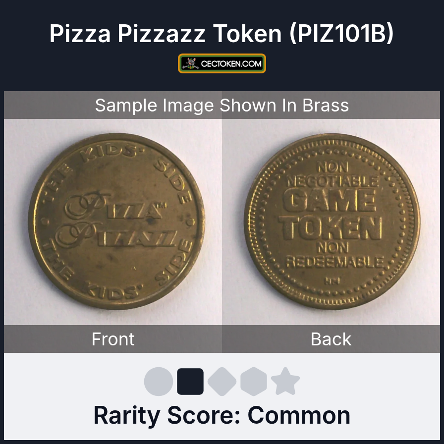 Pizza Pizzazz PIZ101B Pizza Pizzazz Token (PIZ101B) — sample listing image