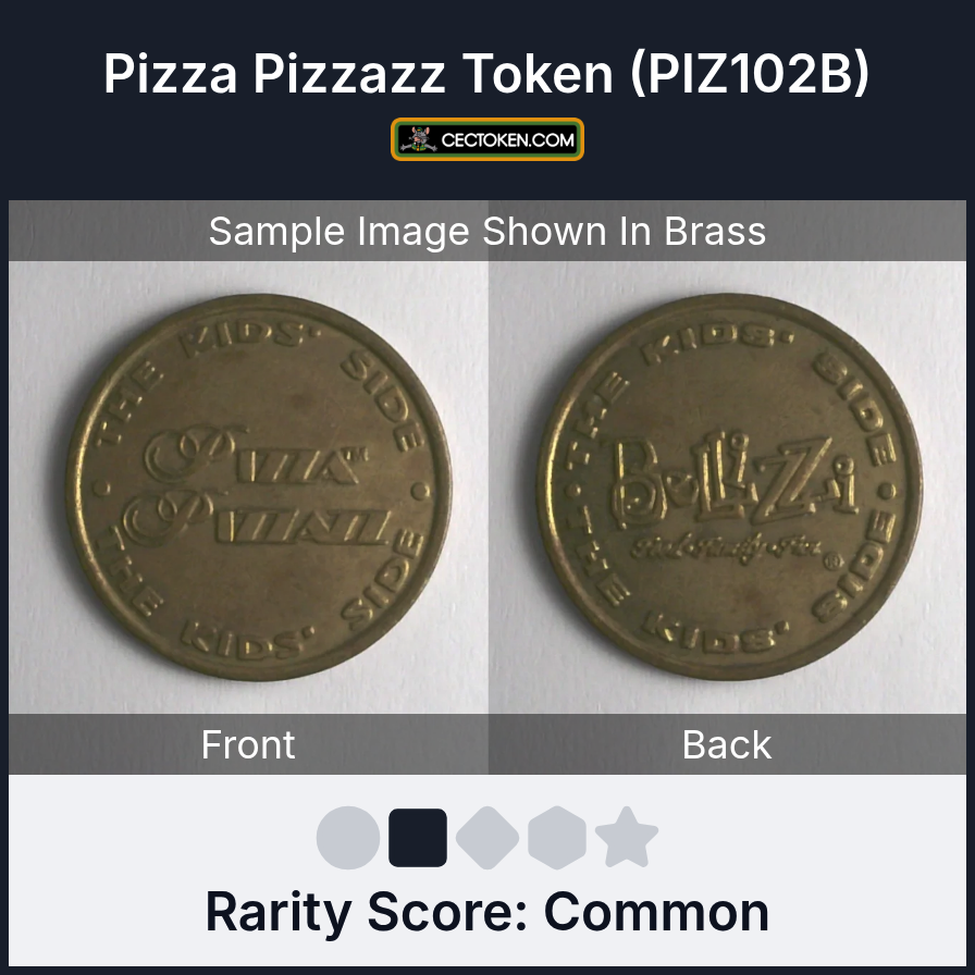 Pizza Pizzazz PIZ102B Pizza Pizzazz Token (PIZ102B) — sample listing image
