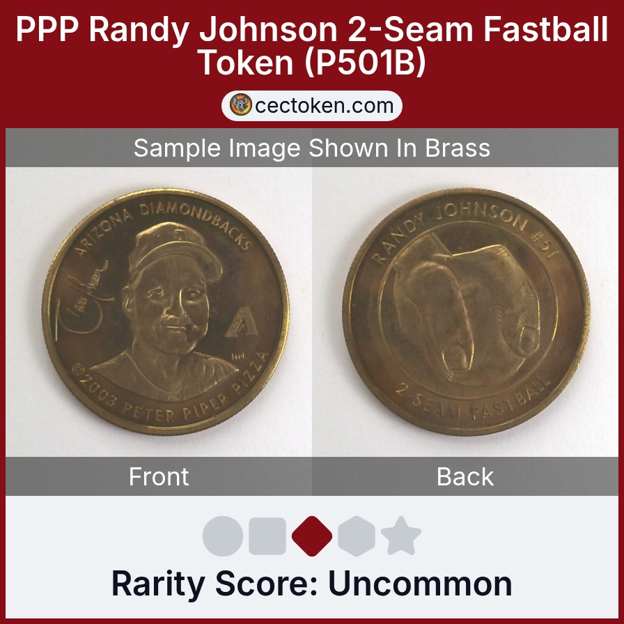 Peter Piper Pizza P501B PPP Randy Johnson 2-Seam Fastball Token (P501B) — sample listing image
