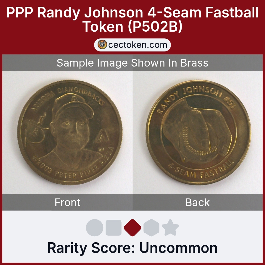 Peter Piper Pizza P502B PPP Randy Johnson 4-Seam Fastball Token (P502B) — sample listing image