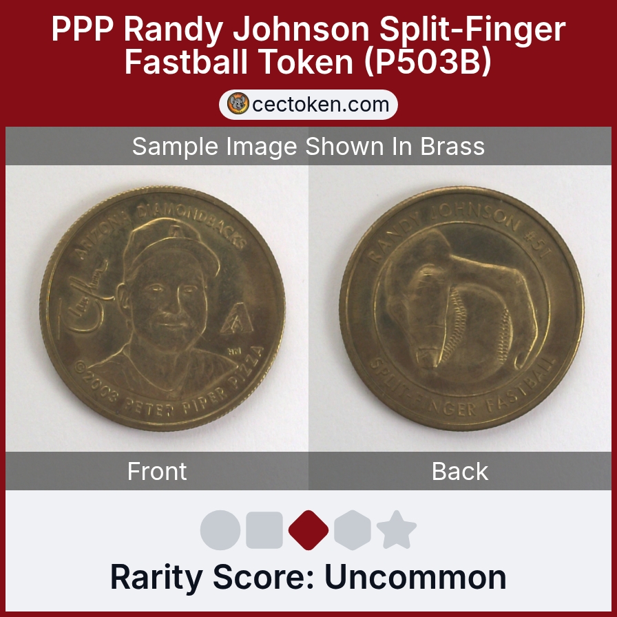 Peter Piper Pizza P503B PPP Randy Johnson Split-Finger Fastball Token (P503B) — sample listing image