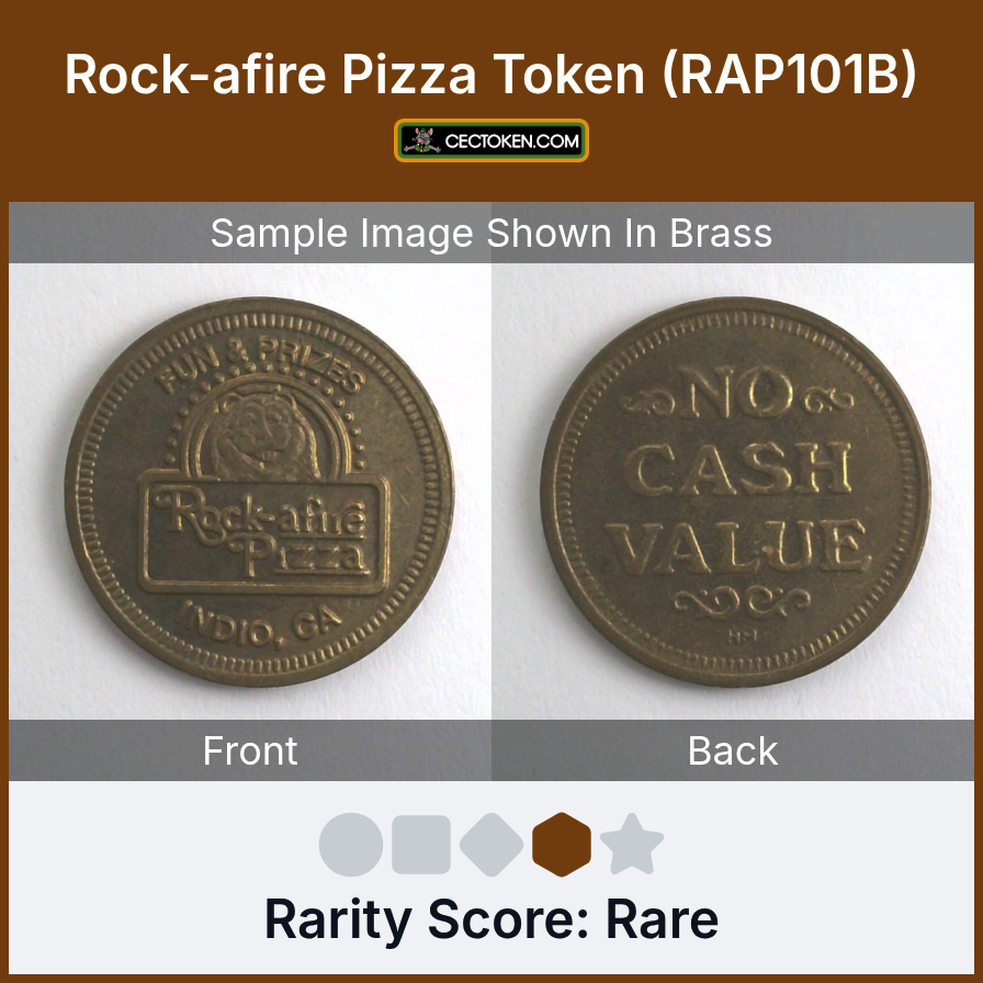 Rock-afire Pizza RAP101B Rock-afire Pizza Token (RAP101B) — sample listing image