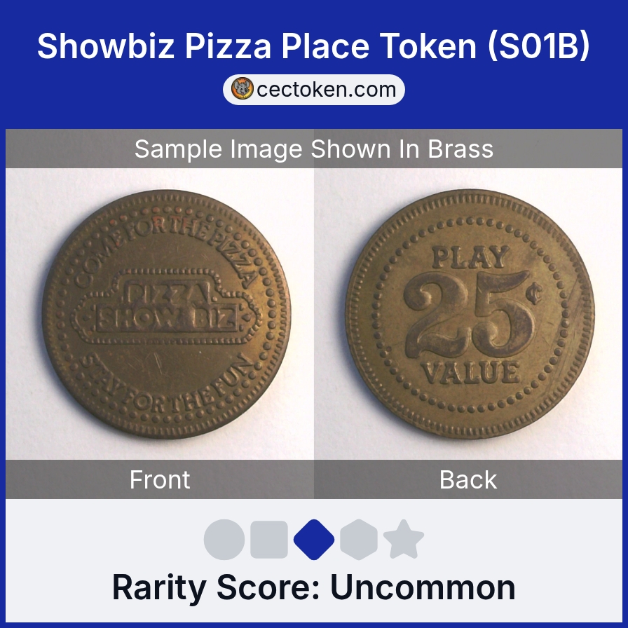 ShowBiz Pizza S01B Showbiz Pizza Place Token (S01B) — sample listing image
