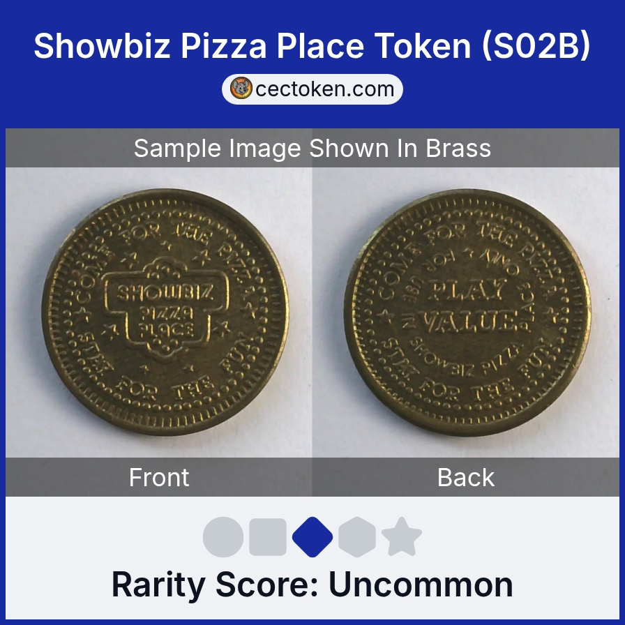 ShowBiz Pizza S02B Showbiz Pizza Place Token (S02B) — sample listing image