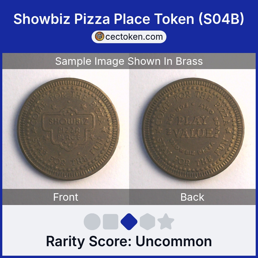 ShowBiz Pizza S04B Showbiz Pizza Place Token (S04B) — sample listing image