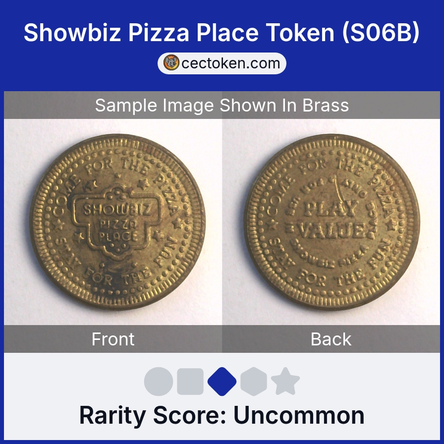 ShowBiz Pizza S06B Showbiz Pizza Place Token (S06B) — sample listing image