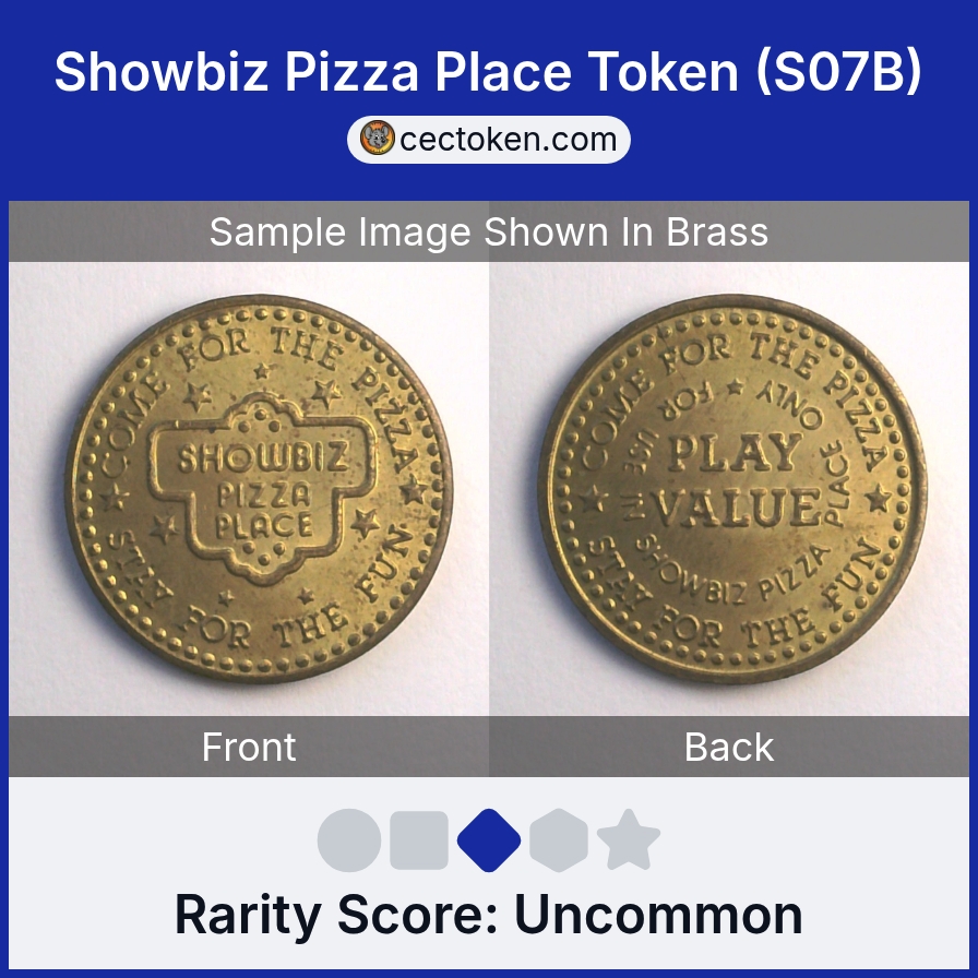 ShowBiz Pizza S07B Showbiz Pizza Place Token (S07B) — sample listing image