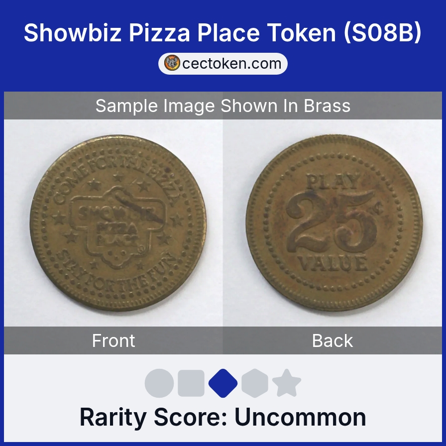 ShowBiz Pizza S08B Showbiz Pizza Place Token (S08B) — sample listing image