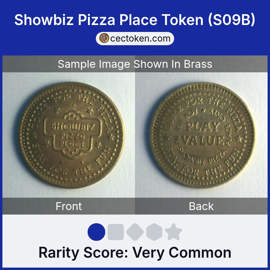 ShowBiz Pizza S09B Showbiz Pizza Place Token (S09B) — sample listing image