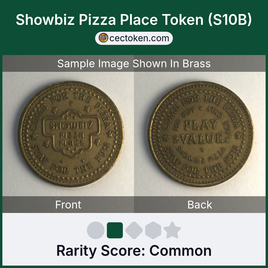 ShowBiz Pizza S10B Showbiz Pizza Place Token (S10B) — sample listing image