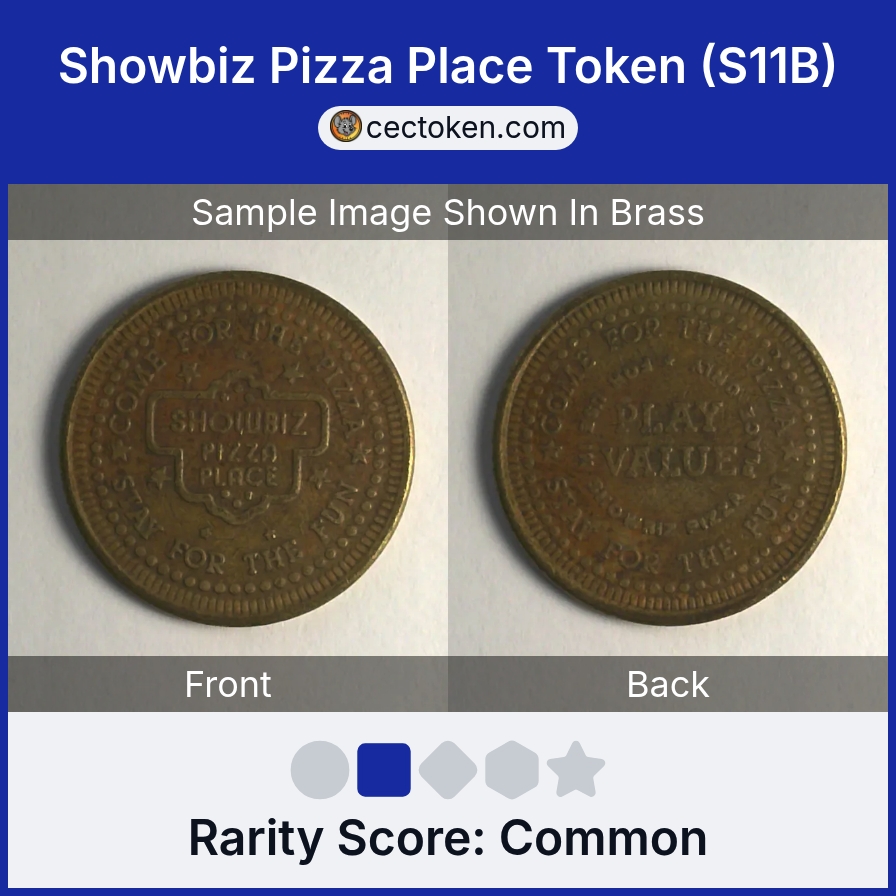 ShowBiz Pizza S11B Showbiz Pizza Place Token (S11B) — sample listing image
