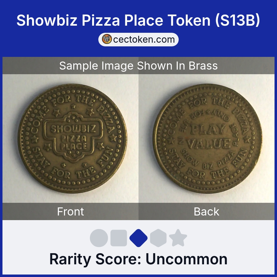 ShowBiz Pizza S13B Showbiz Pizza Place Token (S13B) — sample listing image