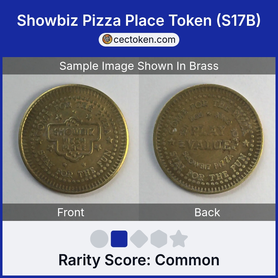 ShowBiz Pizza S17B Showbiz Pizza Place Token (S17B) — sample listing image