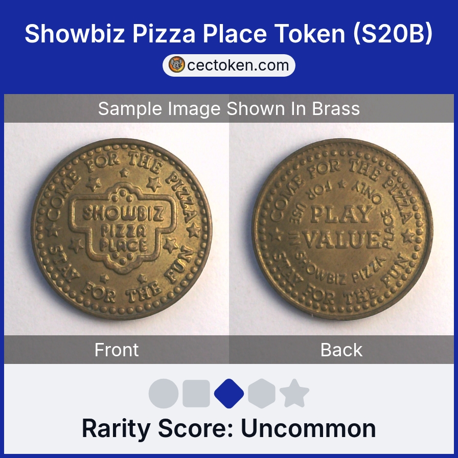 ShowBiz Pizza S20B Showbiz Pizza Place Token (S20B) — sample listing image