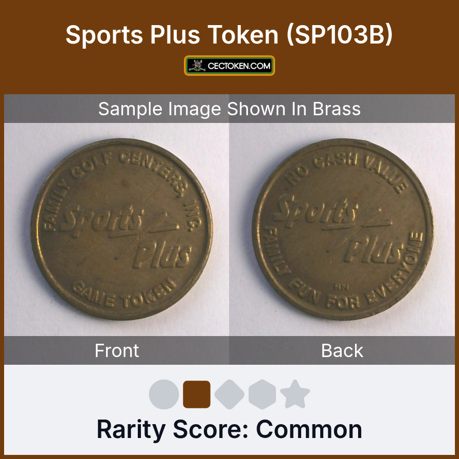 Sports Plus SP103B Sports Plus Token (SP103B) — sample listing image