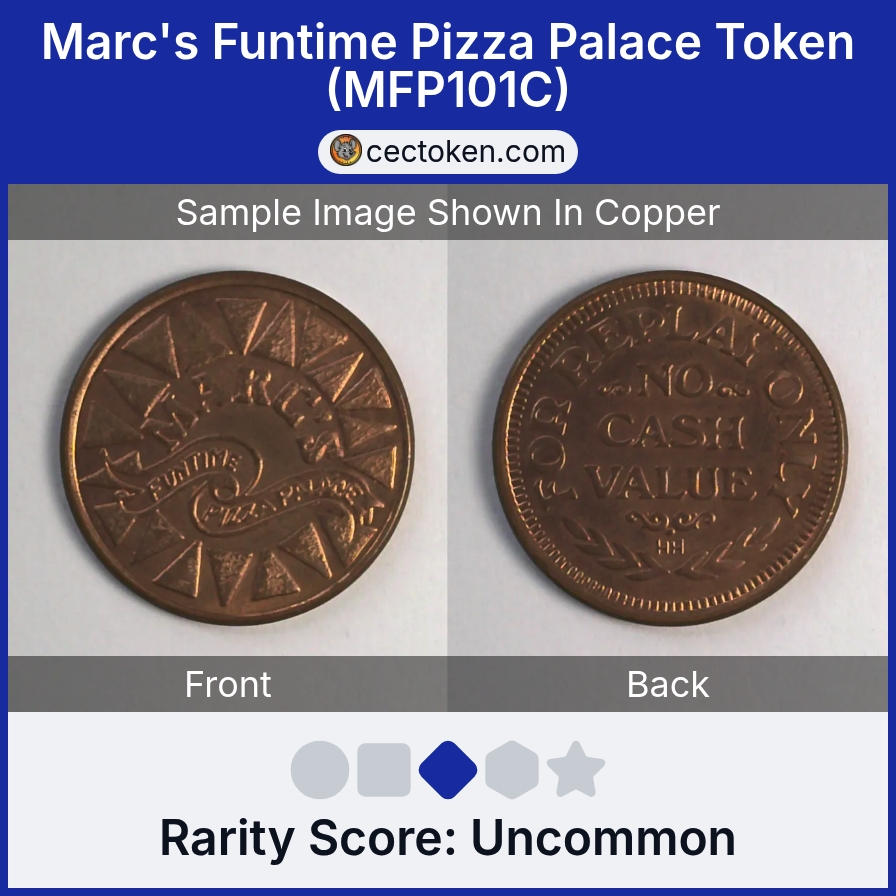 Marc's Funtime Pizza Palace MFP101C Marc's Funtime Pizza Palace Token (MFP101C) — sample listing image