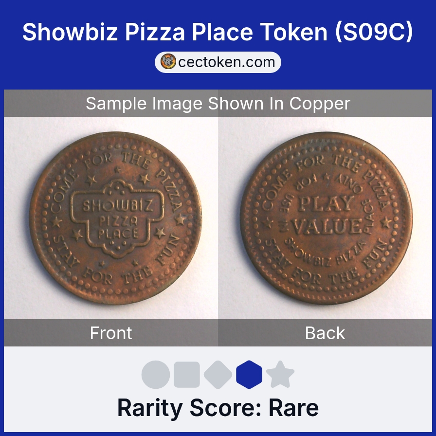ShowBiz Pizza S09C Showbiz Pizza Place Token (S09C) — sample listing image