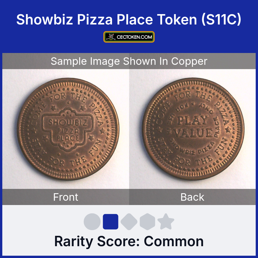 ShowBiz Pizza S11C Showbiz Pizza Place Token (S11C) — sample listing image