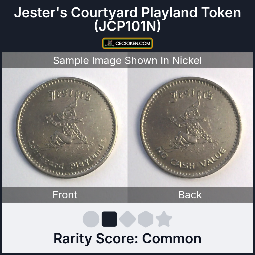 Jester's Courtyard Playland JCP101N Jester's Courtyard Playland Token (JCP101N) — sample listing image
