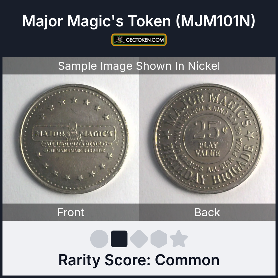 Major Magic's All-Star Pizza Revue MJM101N Major Magic's Token (MJM101N) — sample listing image