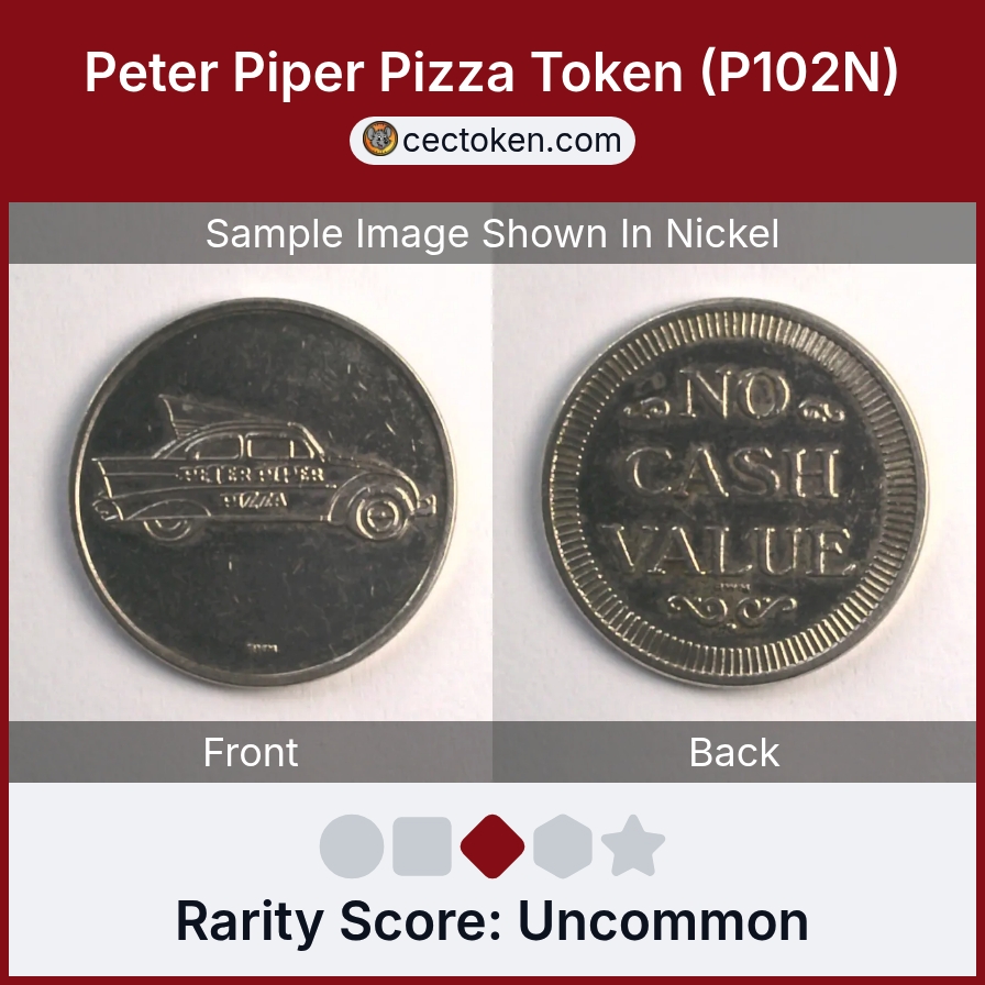 Peter Piper Pizza P102N Peter Piper Pizza Token (P102N) — sample listing image