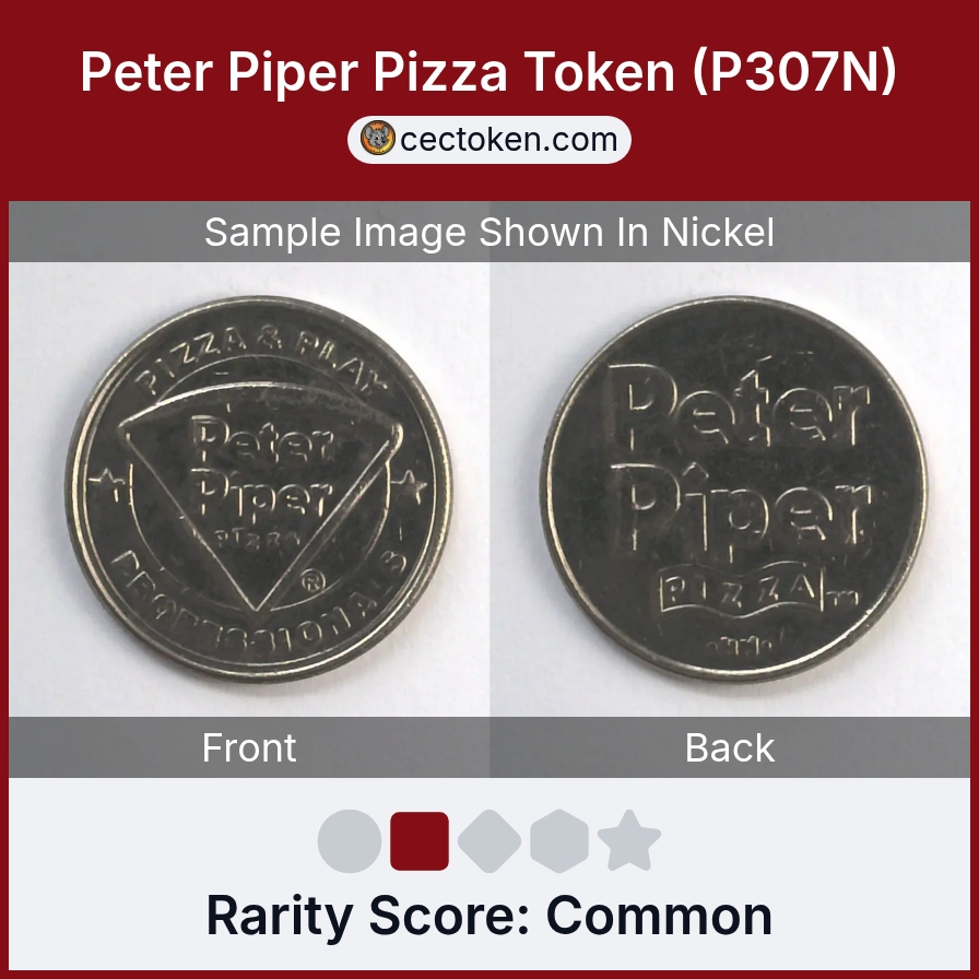 Peter Piper Pizza P307N Peter Piper Pizza Token (P307N) — sample listing image