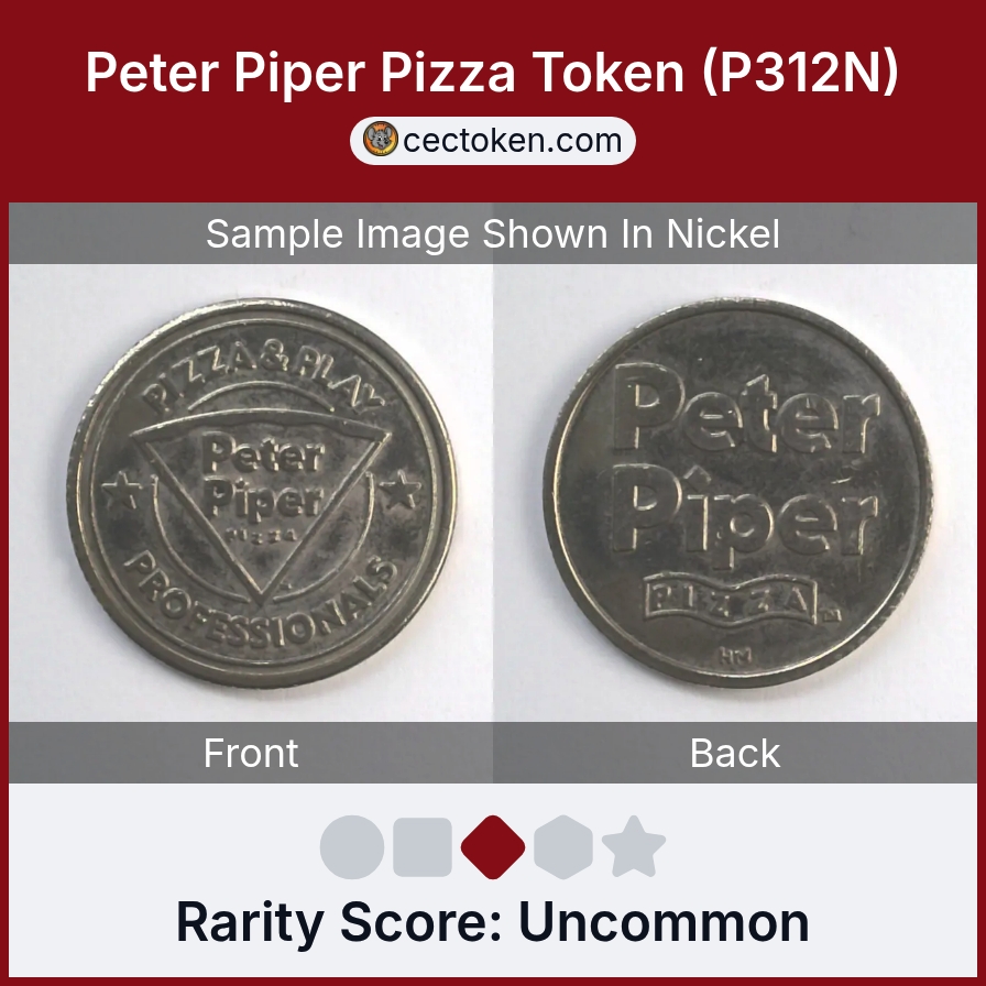 Peter Piper Pizza P312N Peter Piper Pizza Token (P312N) — sample listing image