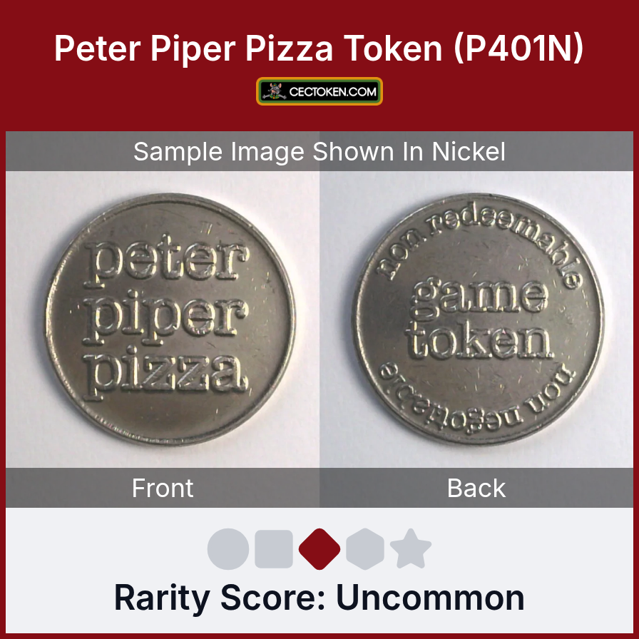 Peter Piper Pizza P401N Peter Piper Pizza Token (P401N) — sample listing image