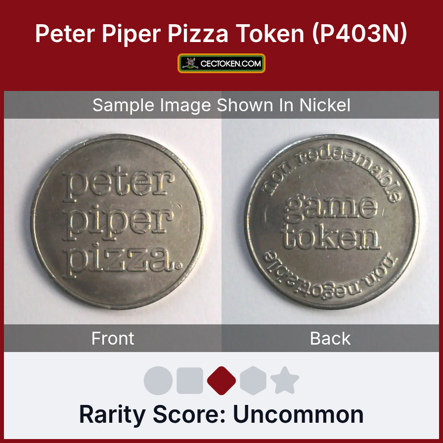Peter Piper Pizza P403N Peter Piper Pizza Token (P403N) — sample listing image