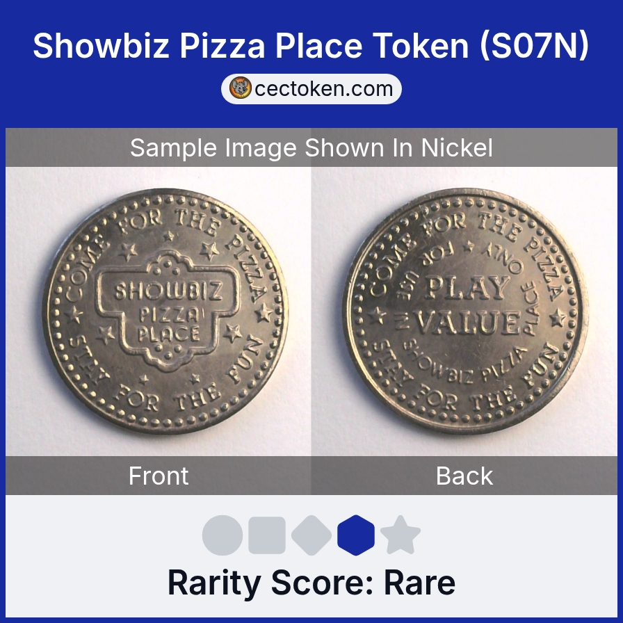 ShowBiz Pizza S07N Showbiz Pizza Place Token (S07N) — sample listing image