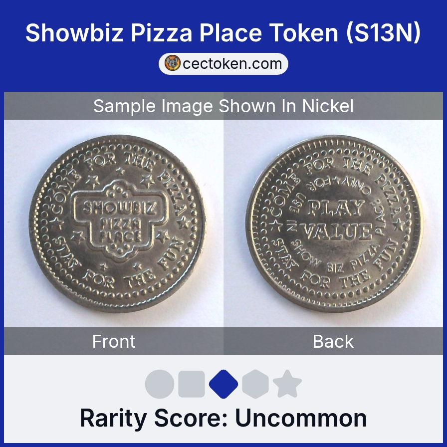 ShowBiz Pizza S13N Showbiz Pizza Place Token (S13N) — sample listing image