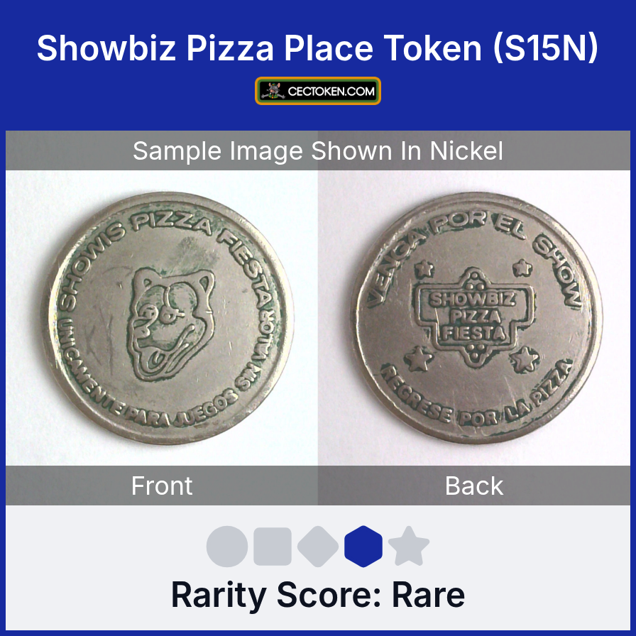 ShowBiz Pizza S15N Showbiz Pizza Place Token (S15N) — sample listing image