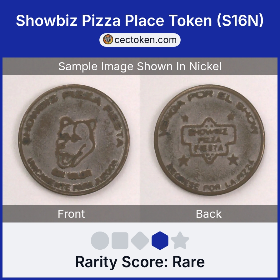 ShowBiz Pizza S16N Showbiz Pizza Place Token (S16N) — sample listing image