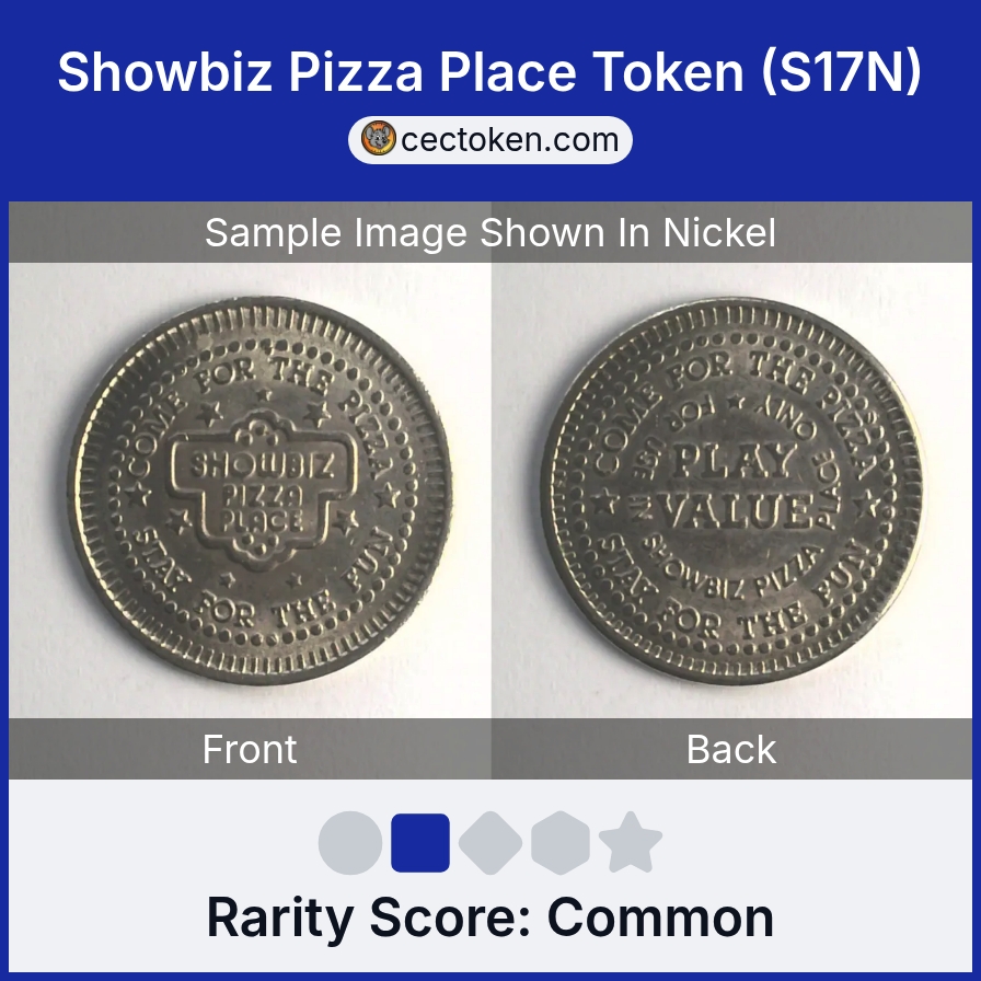 ShowBiz Pizza S17N Showbiz Pizza Place Token (S17N) — sample listing image