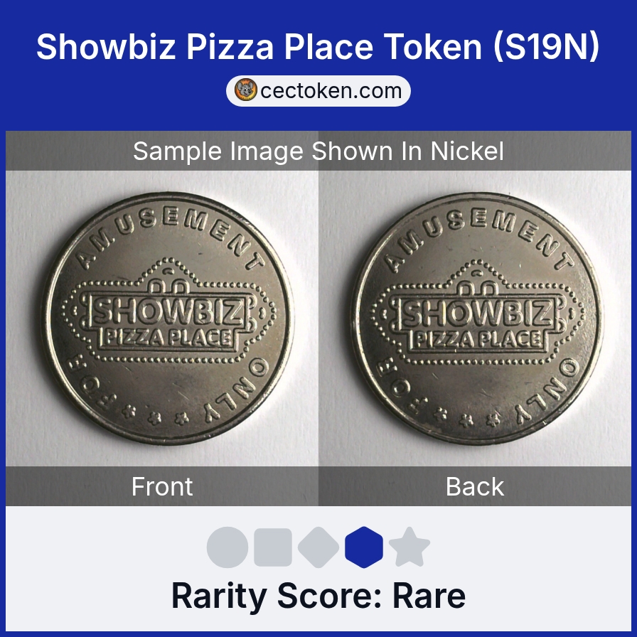 ShowBiz Pizza S19N Showbiz Pizza Place Token (S19N) — sample listing image