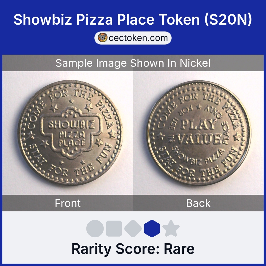 ShowBiz Pizza S20N Showbiz Pizza Place Token (S20N) — sample listing image