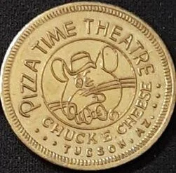 Chuck E. Cheese 150B 1980 Chuck E Cheese Token (150B) (1980) token — front