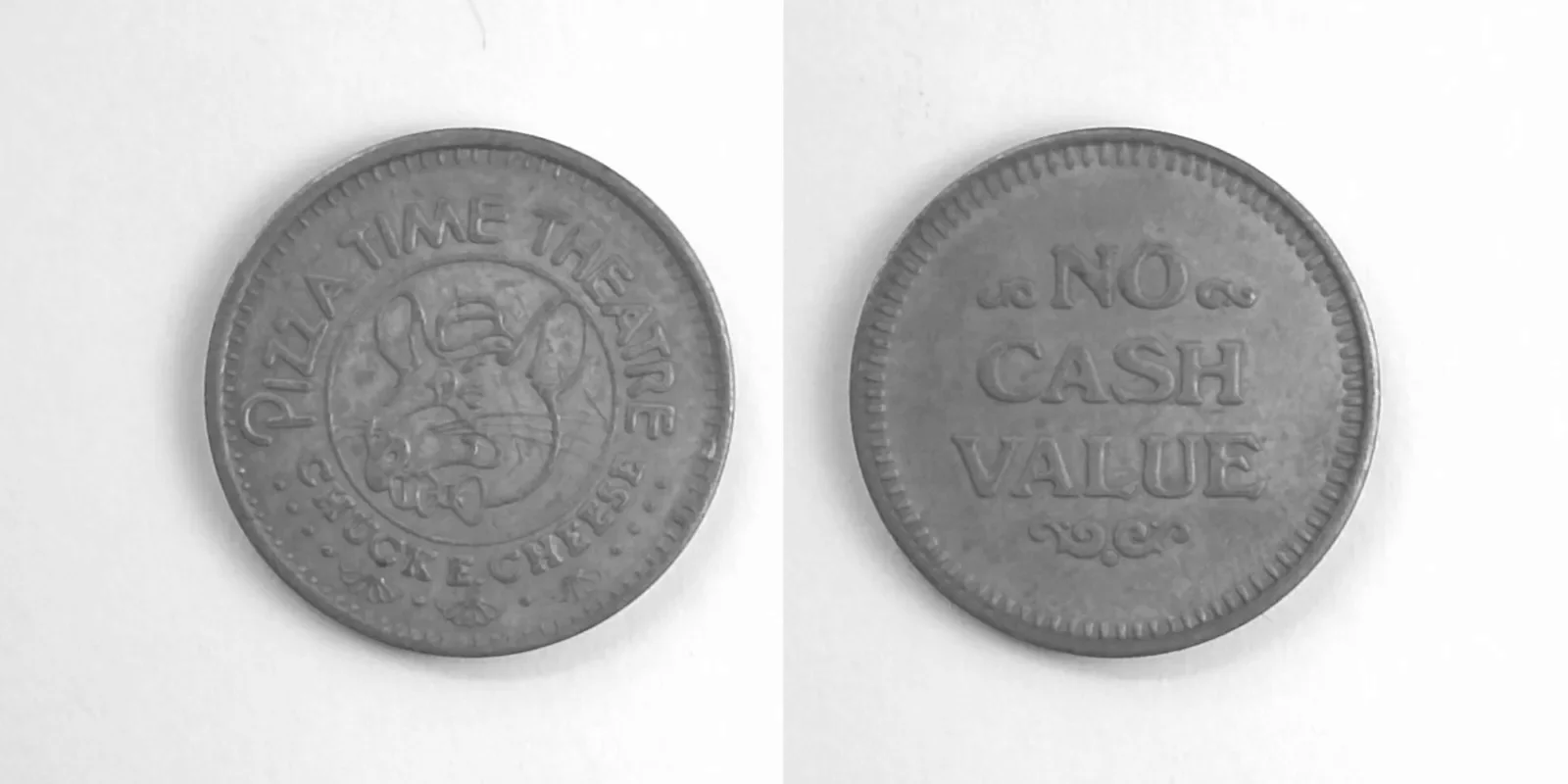 Chuck E. Cheese 120N No Cash Value Chuck E Cheese Token (120N) token — front and reverse