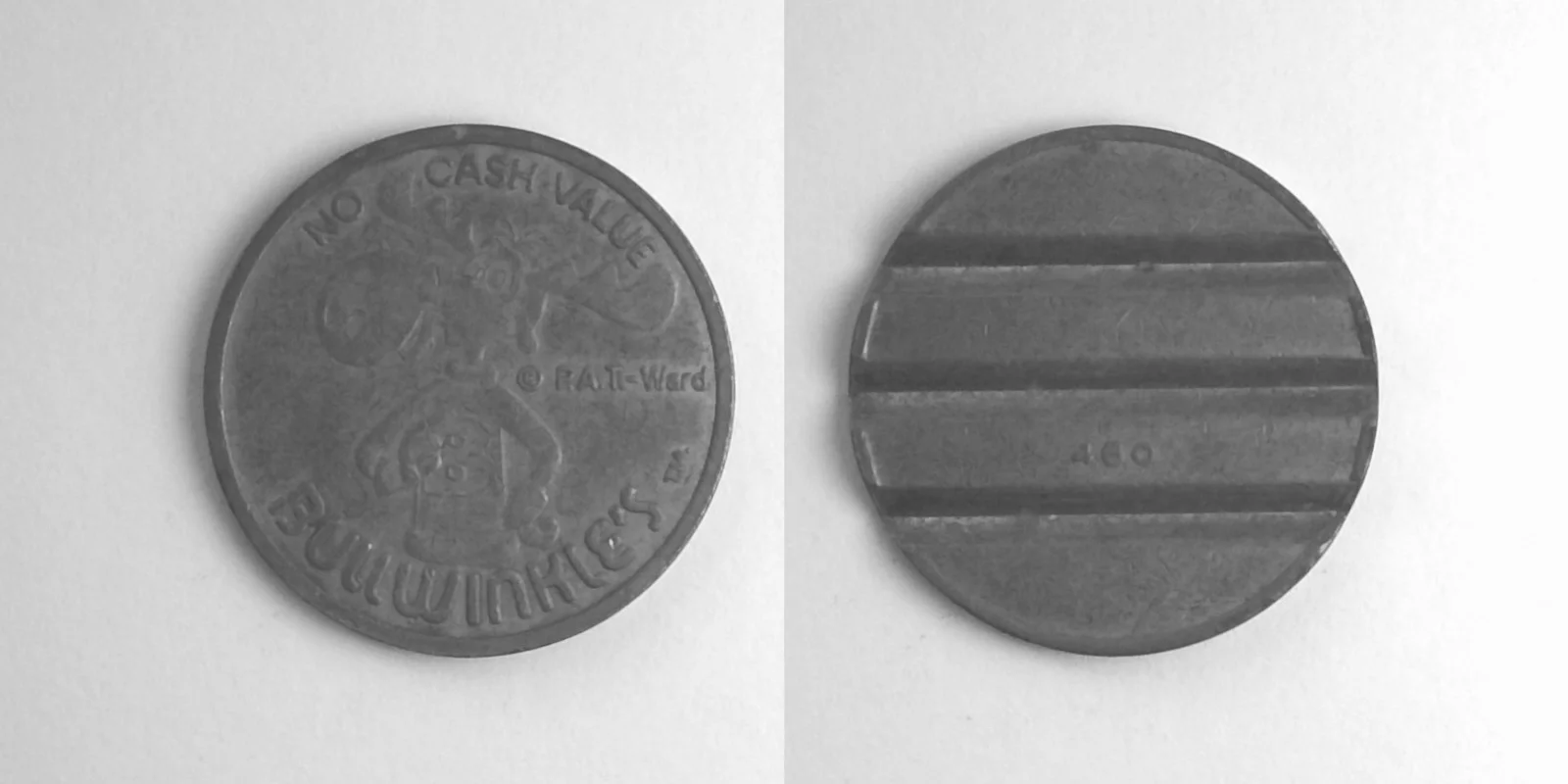 Bullwinkle's Entertainment BW301C Bullwinkle's Slotted 460 Token (BW301C) token — front and reverse