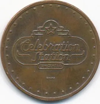 Celebration Station CS101B Grooved Celebration Station Token (CS101B) token — front